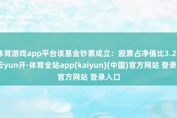 体育游戏app平台该基金钞票成立：股票占净值比3.29%-云yun开·体育全站app(kaiyun)(中国)官方网站 登录入口